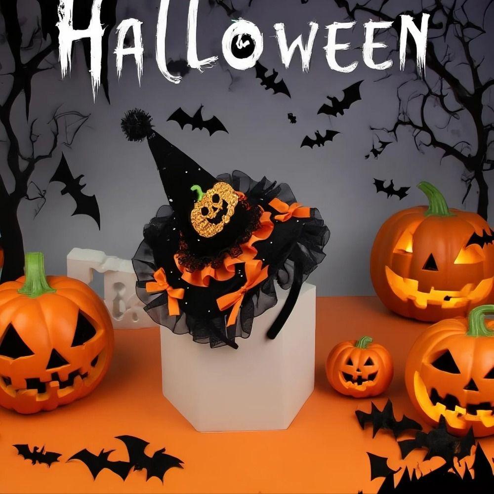 Spider Halloween Witch Hat Headband Pumpkin Cone Hat Hair Hoop Halloween Party Hair Band  Girl