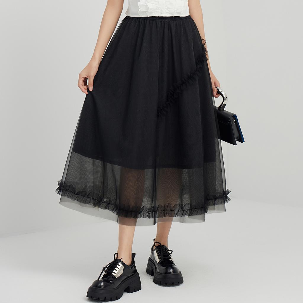 French Style Mesh A-Line Skirt for Girls