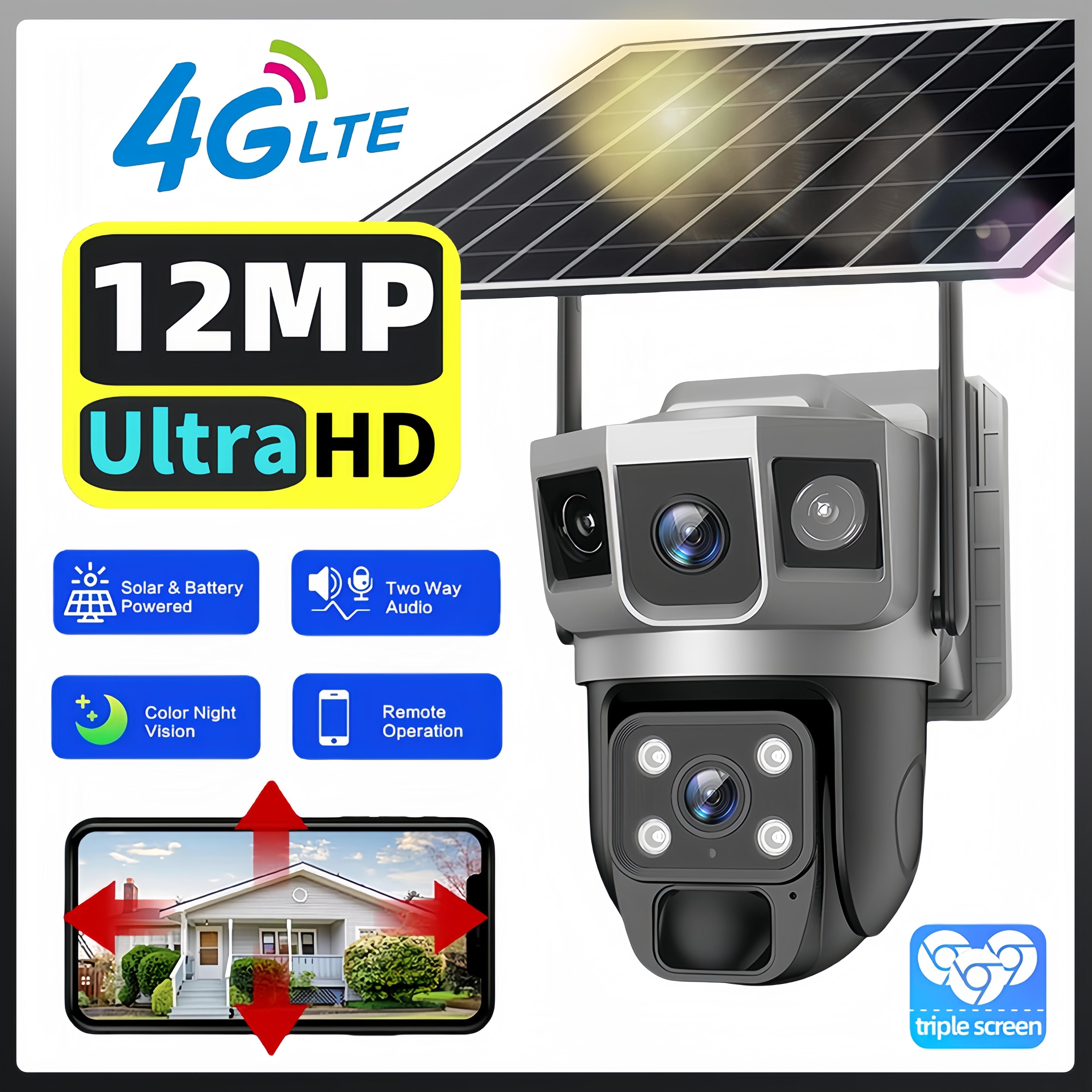 

6K 12MP Сонячна вулиця Потрійний екран 4G SIM-карта IP-камера PTZ AI Відстеження Безпека Захист CCTV Відеоспостереження бавовна цукерки колір