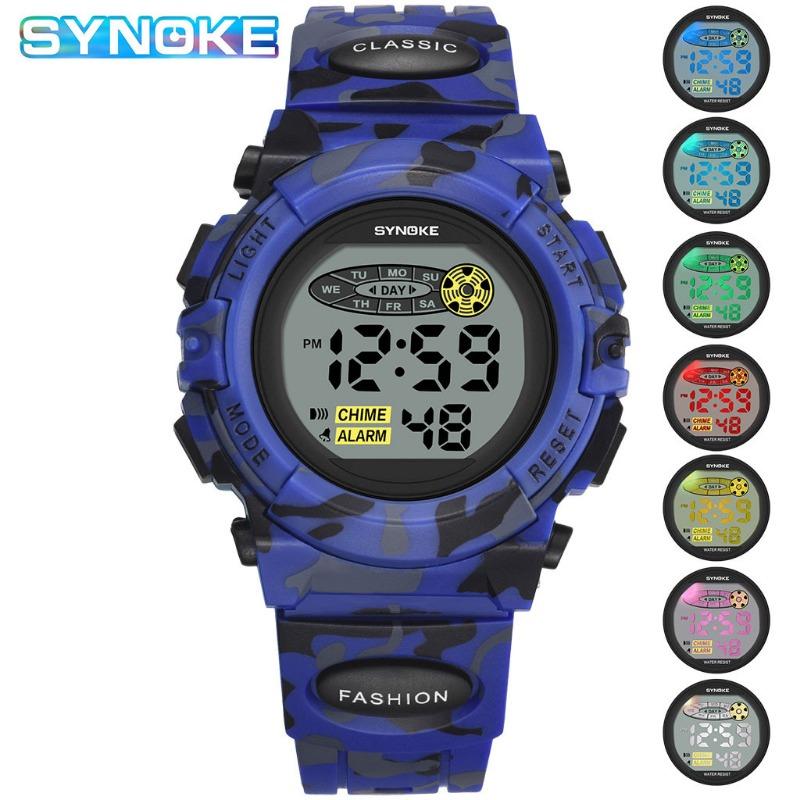 Top brand new personalized camouflage sports watch colorful luminous student multi-function electronic watch