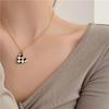 Chic Black & White Plaid Heart Titanium Steel Necklace for Women - Trendy European & American Fashion Jewelry 