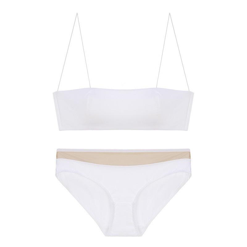 

Французское нижнее белье полукубок ультратонкие бретели красивая спинка женское нижнее белье топ-труба гладкий и бесшовный бюстгальтер на косточках XL белый