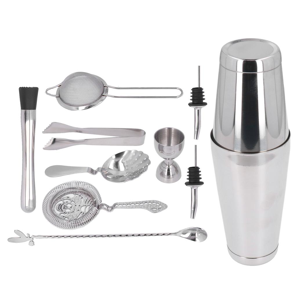 11PCS Cocktail Shaker Set Stainless Steel Drink Mixer Set Bar Cocktail Mixing Tool for
