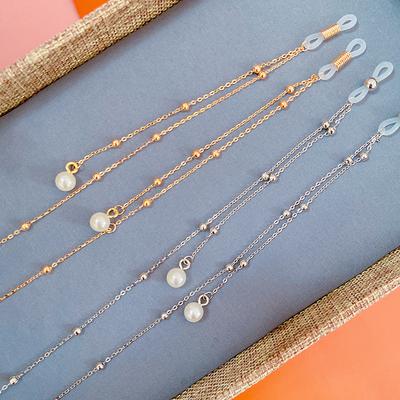Perlen-Quasten-Brillenkette, Sonnenbrillen-Halskette mit Perlenkette für Damen, lässige Brillenkette