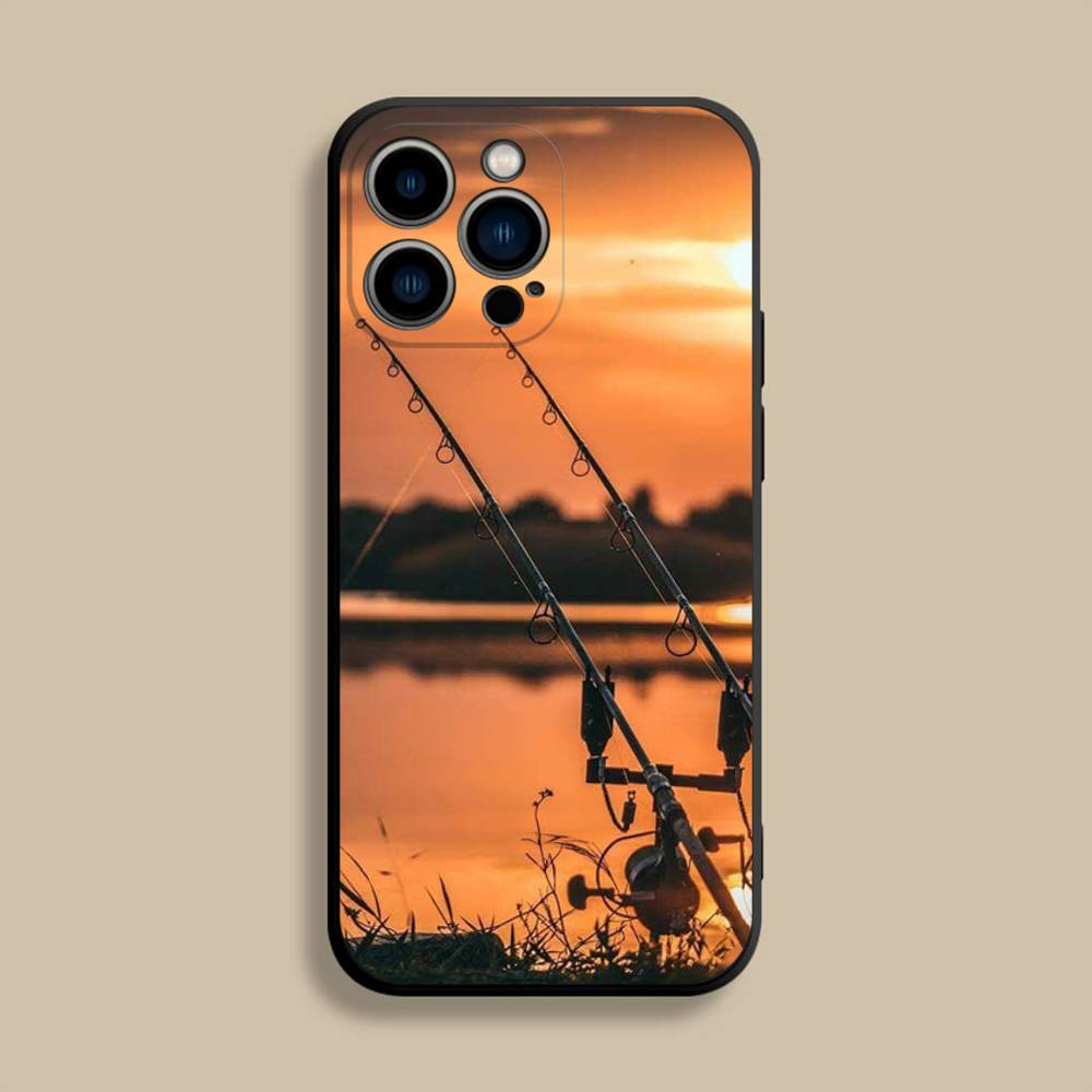 Fishing Leisure Activity Phone Case For iPhone 17,16,15,14,13,12,Pro,Max,Plus,E,SE4,Air,Mini Black Soft Cover
