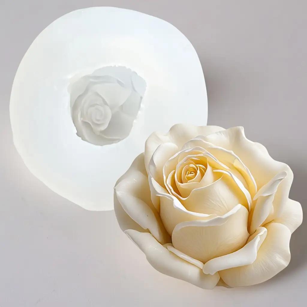 White Rose Resin, Silicone Molds for Candle and Soap Making - Delicate Petal Design, Suitable for DIY Gifts, Handicrafts and Home Decoration