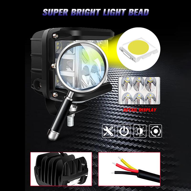 4"Led Work Dual Side Shooter Pod White & Amber Strobe Lamp Off Road Flashing Light For Car Truck Pickup Boat Suv