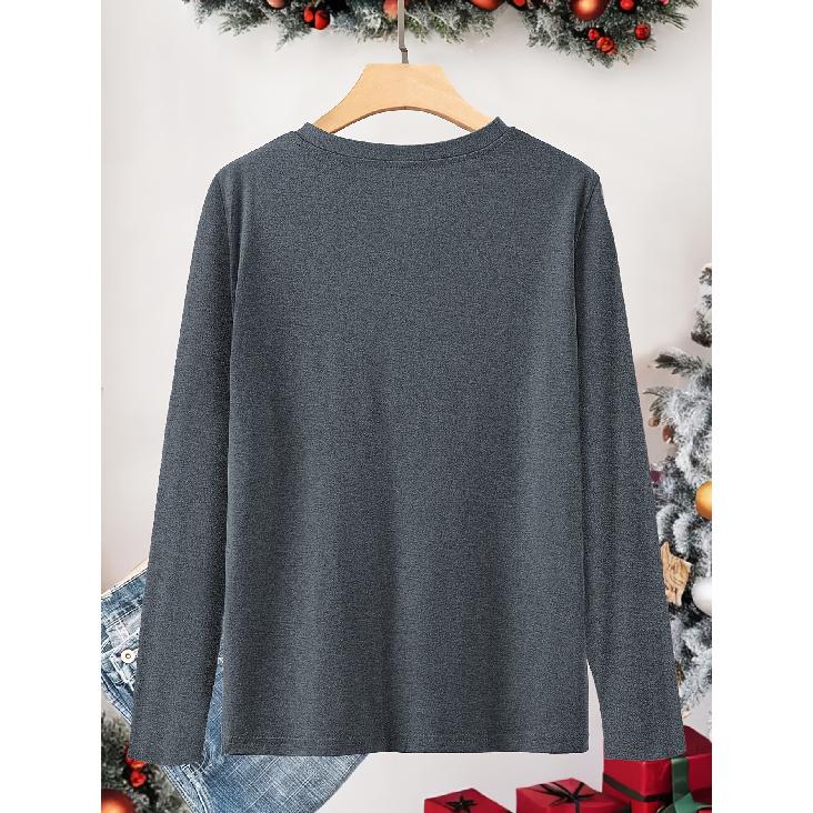 Christmas Elegant Long-sleeved Dress for Women Mountain and Forest Print Round Neck Summer Dress T Shirt Suitable for Spring Wear Summer Autumn