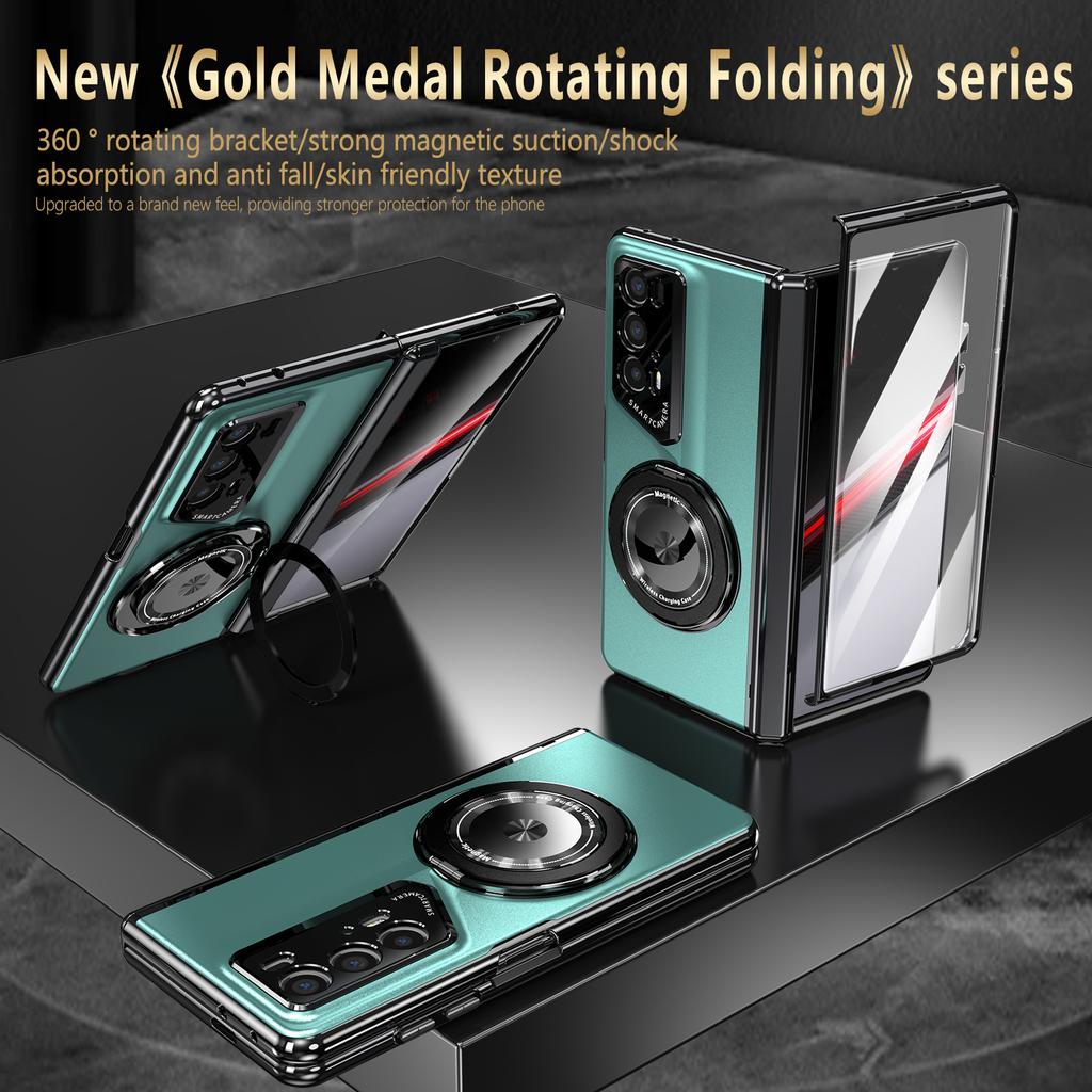 Luxury Business Car Holder Magnetic Case for Honor Magic V2 RS - Anti-drop Anti-fingerprint New Design Inspiration Stand Full Protection Cover