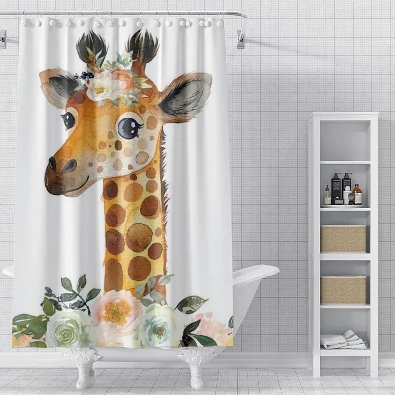 Panda Rabbit, Cat, Lion, Animal Shower Curtain Waterproof Cloth Bathroom Curtain Anime Animal Style Modern Shower Curtain