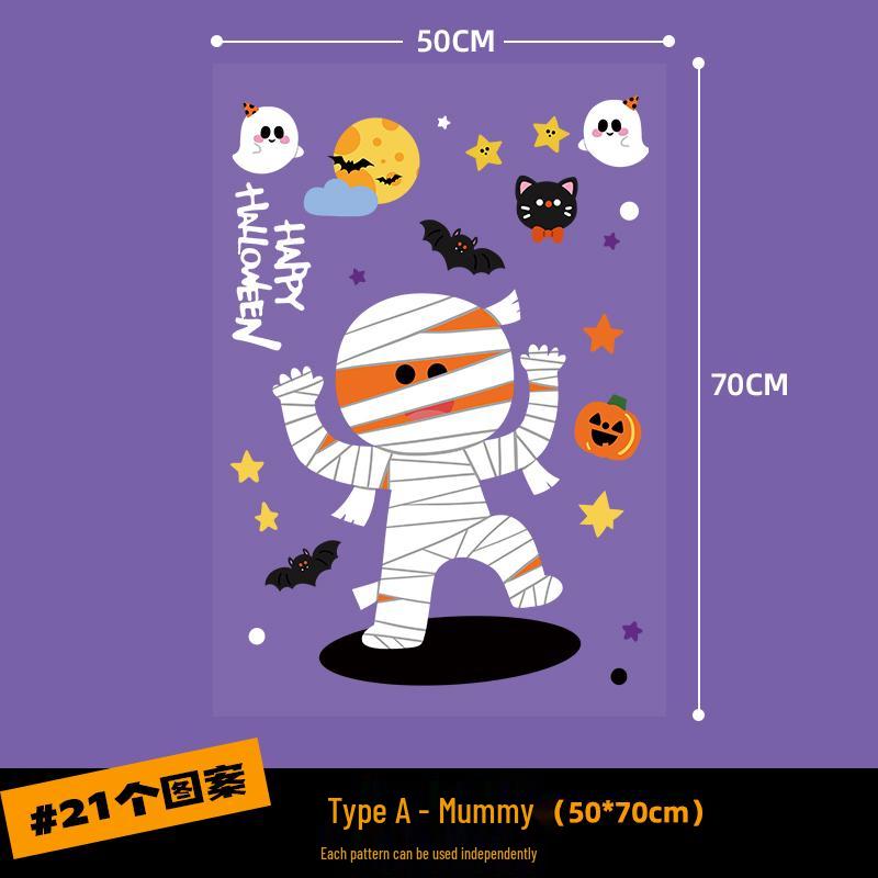 Halloween Pumpkin Decorations Window Clings - Theme Shop Scene Arrangement Glass Stickers