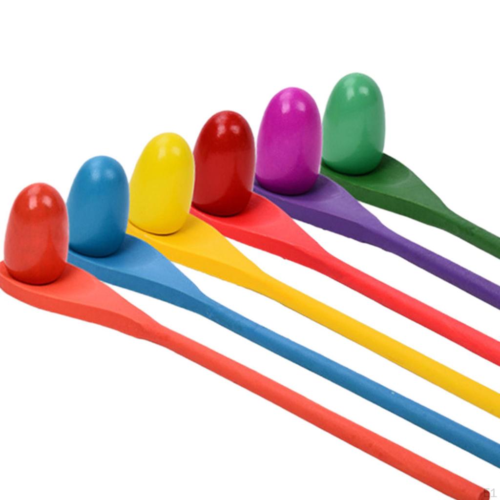 6Pcs Egg Spoon Race Game Montessori Toy Birthday Gifts Family Activity Garden Outdoor Toys Party