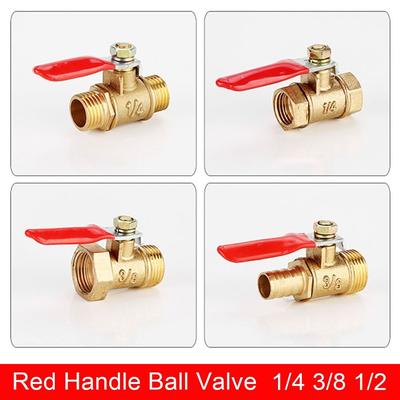 Pipe Fittings Pneumatic Connector Red Handle Hose Barb Coupler Ball Valve Water Oil Air Gas Fuel
