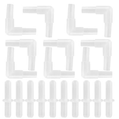 Aquarium Air Valve Connector Plastic Inner Tube (10 Right Angle Elbows And 10 Straight Passes)