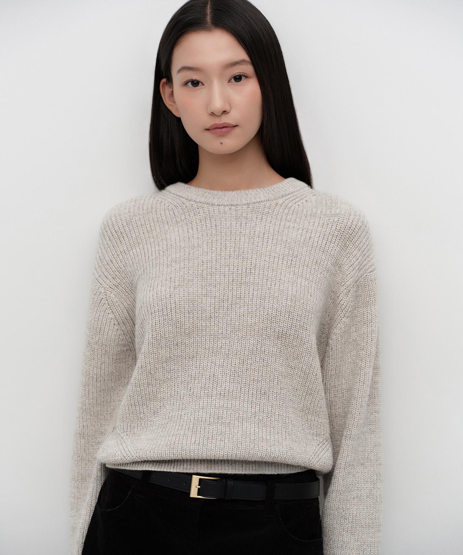 Musinsa Standard Woman Women S Mixed Yarn Crew Neck Knit [Oatmeal] Oatmeal/Xs