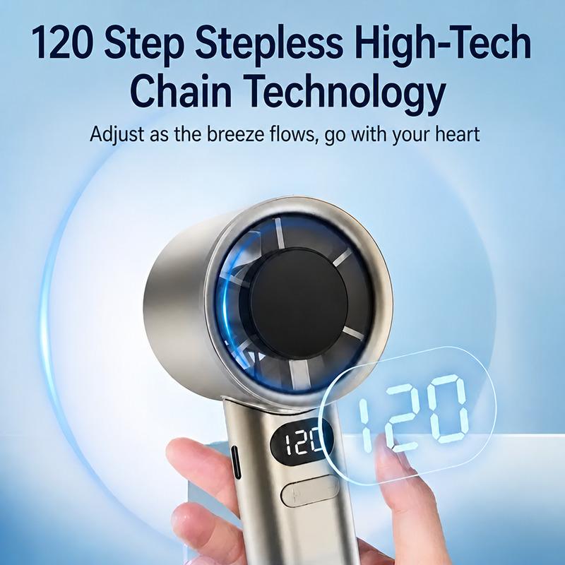 Portable Handheld Fan Cooling Fan with Digital Display USB Rechargeable 3-Speed Adjustable Wind High-speed For Travel Outdoor
