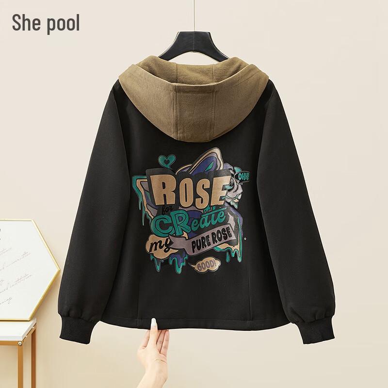 

Tachpool Women s Hooded Print Zipper Jacket M