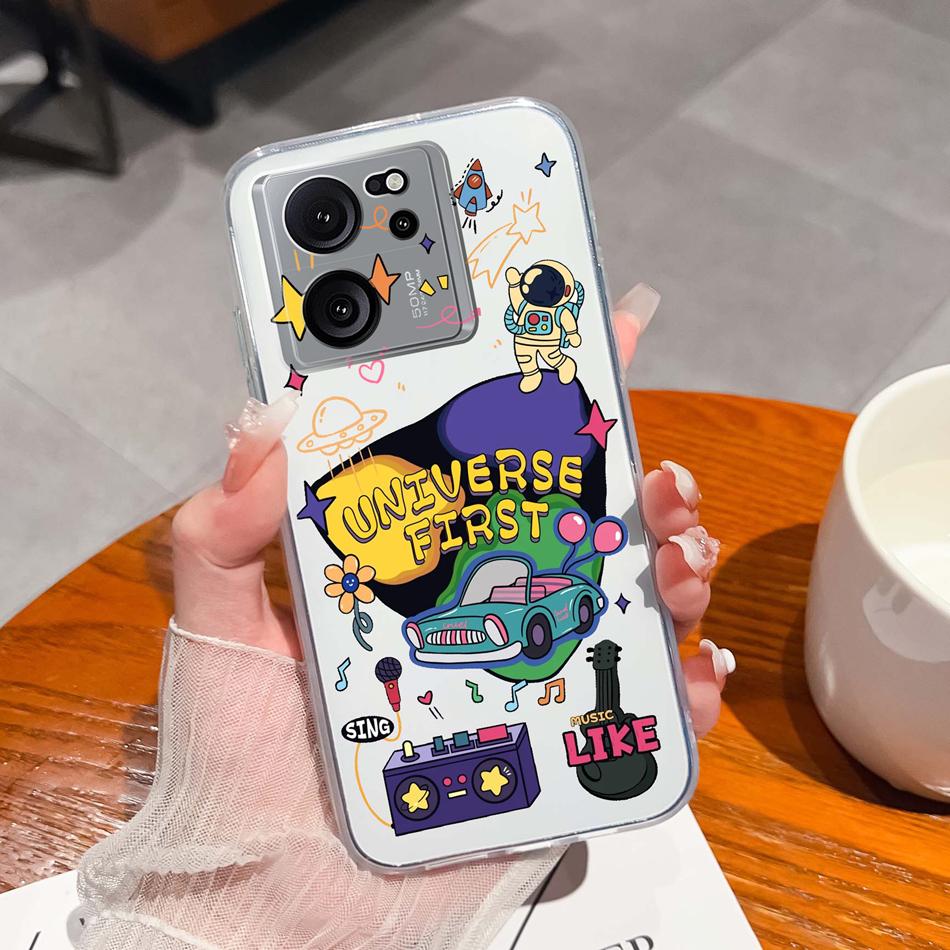 Clear Case For Xiaomi 13T Pro Soft TPU Silicone Cute Cartoon Back Cover For Xiaomi 13 T 13TPro Anti Drop Lightweight Phone Cases