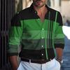 Striped men's business casual 3D printed shirt for outdoor wear, daily work folding, long sleeved oversized xs-6xL for comfort