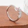 Plum Blossom Zircon Leaf Ring for Women - Adjustable Fashion Jewelry