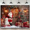 2D Cozy Winter Santa's Workshop Themed Backdrop with Presents and Lights