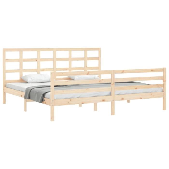VidaXL Cadre de lit avec tête de lit 200x200 cm bois massif 3194006