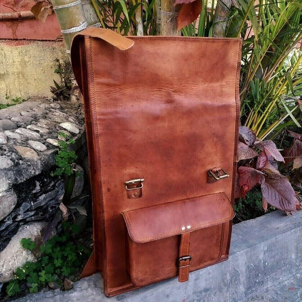 Goat Messenger Laptop Genuine Bag Backpack Vintage Rucksack Leather