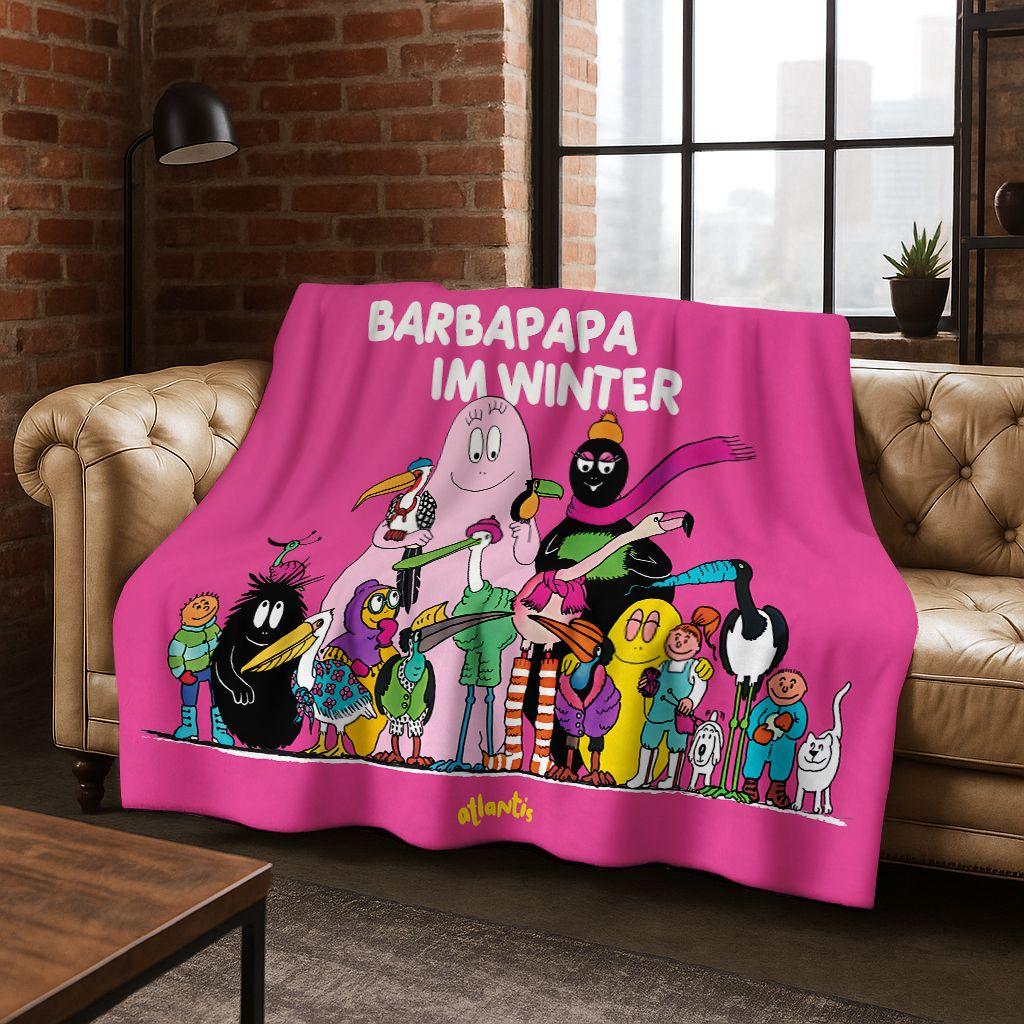 Cartoon Les Barbapapa Barbamama Family 3D Flannel Blanket,Warm and Cozy Soft Throw Blanket for Home Bedroom Bed Sofa Cover Kids