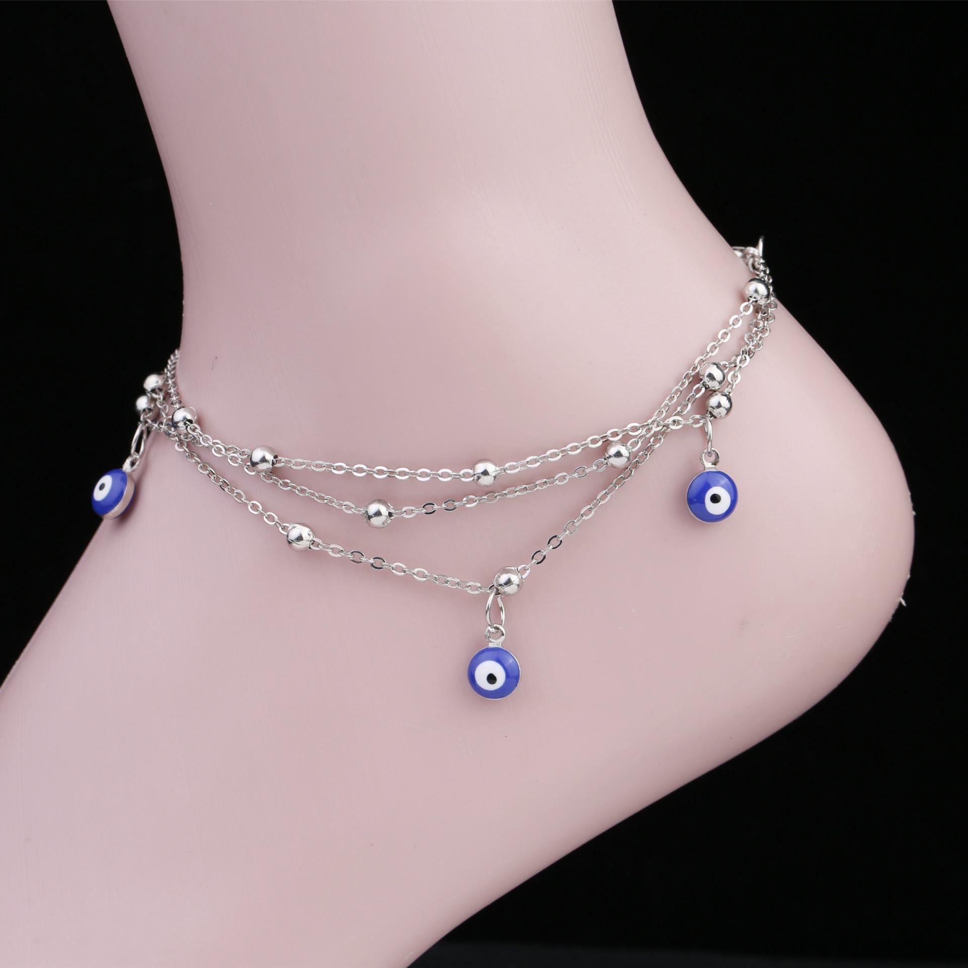 Trendy Multi-layer Eye Beads Anklet: European & American Style