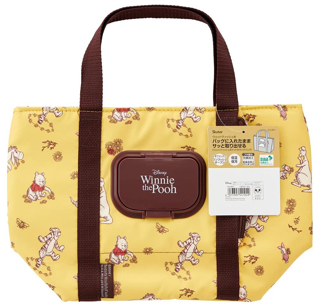 Skater Insulated Cooler Bag with Wet Wipe Disney Winnie the Pooh Pocket, (KCLBP1-A)