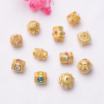 10 stücke Farbe Retention Antike Gold Perle Intarsien Perle Hohl Lose Perle String Perle Diy Armband Halskette Schmuck Lose Perlen