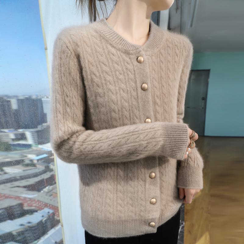 Women's Cashmere Cardigan Qinghe Cashmere 30% Cashmere 70% Wool Autumn and Winter Cashmere Cardigan Soft and Warm