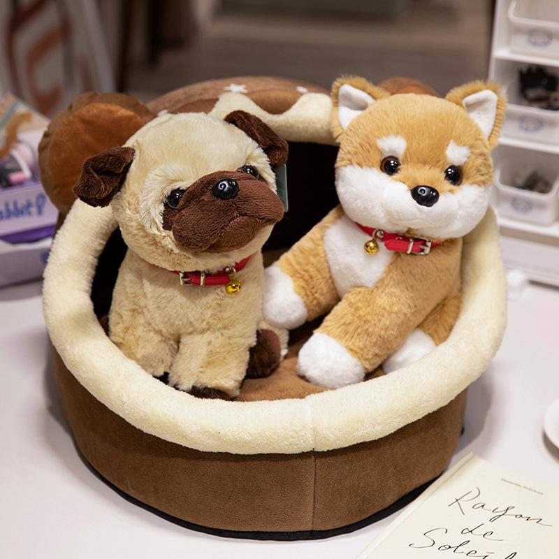 Cute puppy dog Shiba Inu doll plush toy Pekingese Bianmu teddy dog doll children soothing doll