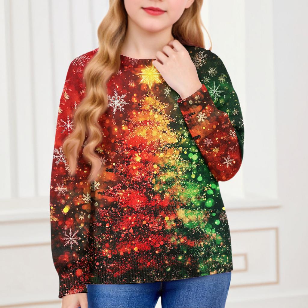 Christmas Day Sweatshirts For Children Boys And Girls Knit Sweater Cute Shirt Fall Crewneck Pullover Tops