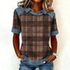 Women's Fashion Collar Cowboy Splicing Sweatshirt Casual Printed Hoodie Short Sleeve Shirt Top
