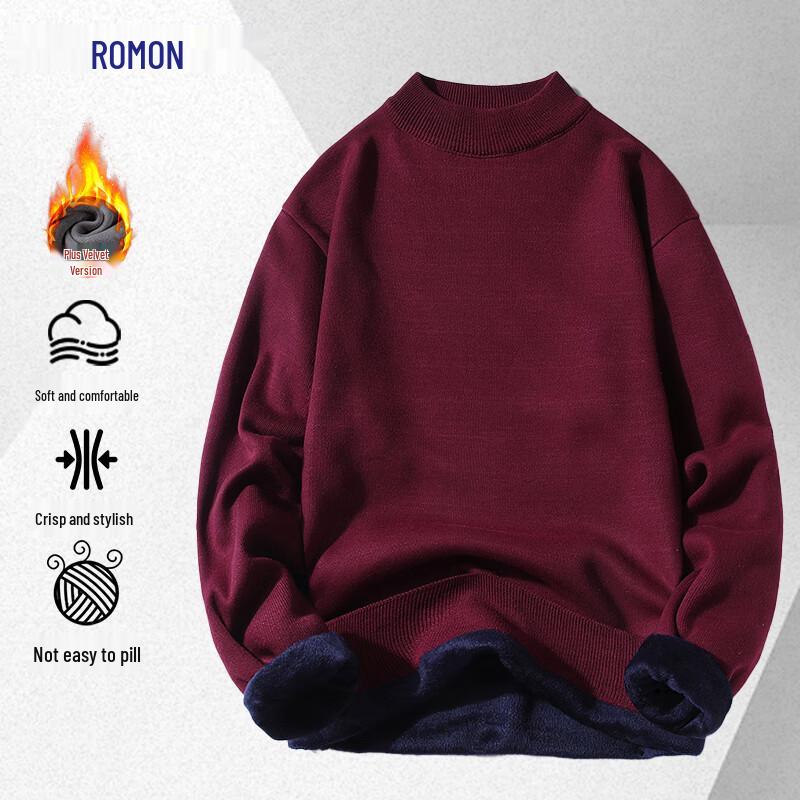 

ROMON Men s Fleece-Lined Round Neck Sweatshirt 3XL