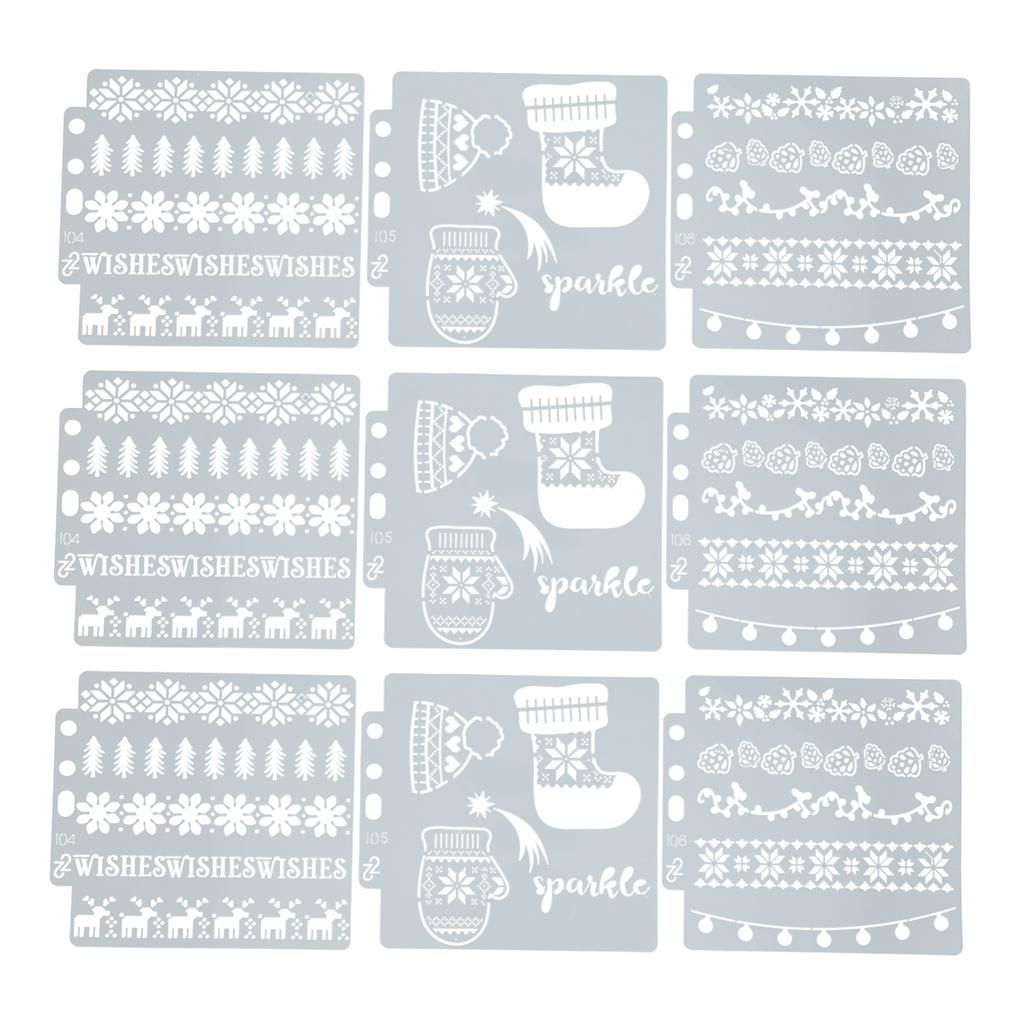 9Pcs Hollow Painting Templates PET Christmas Style Reusable Copy Drawing Stencils Boards