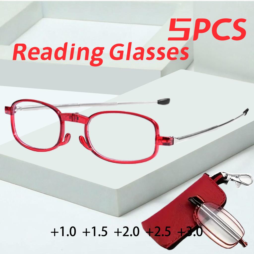 5PCS Unisex Foldable Reading Glasses for Presbyopia Stylish Comfortable Spring Hinge Computer Screen Friendly