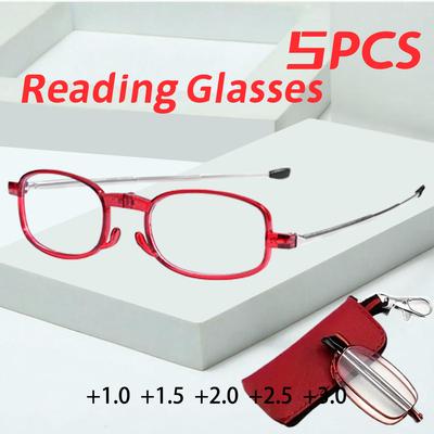 5PCS Unisex Foldable Reading Glasses for Presbyopia Stylish Comfortable Spring Hinge Computer Screen Friendly