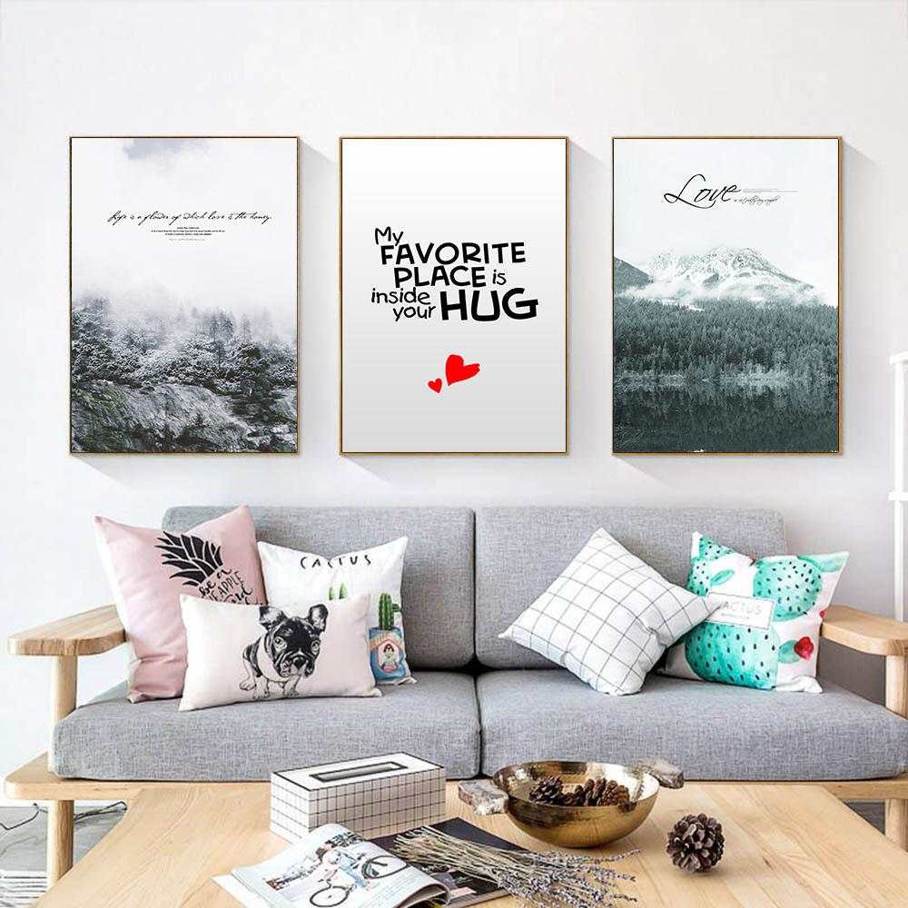 Iceberg Forest Lake Landscape Canvas Motivational Poster Wall Art Print Painting Nordic Style Wall Picture Scandinavian Home