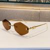 Stylish Frameless Metal Diamond-shaped Sunglasses for Women, High-end UV Protection Sunglasses