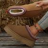 2024 Autumn and Winter Fashion New Solid Color Round Toe Warm Plus Velvet Casual Comfortable Thick Bottom Women's Short Boots