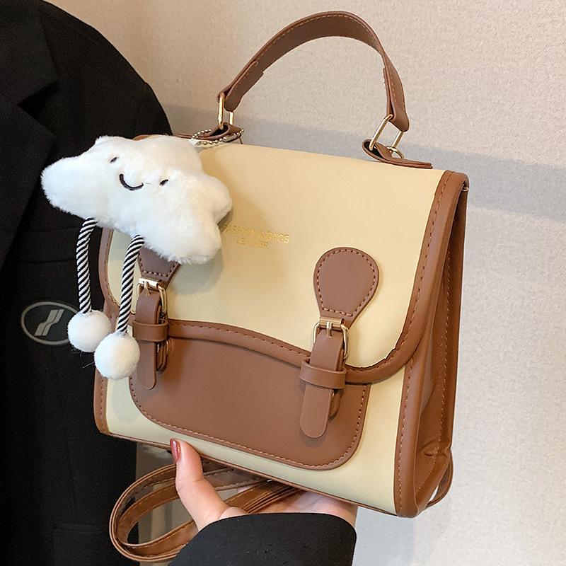 Retro Fashion Contrast Color Backpack for Women New Style Niche Versatile Handbag for College Students Casual Women's Bag for Class