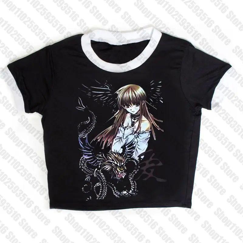 ClothingTopsTop2000s Female Harajuku Trashy Anime Short-sleeve Girls Summer Y2k