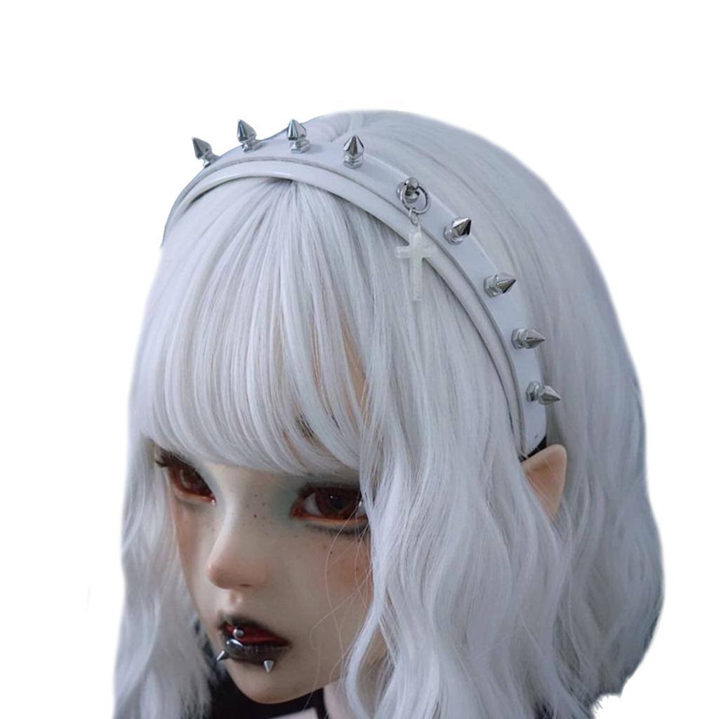 Punk Rivet Headband PU Spiked Hair Hoop Gothic Rock Headwear for Cosplay Unisex Rock Spiked Headwear Accessory