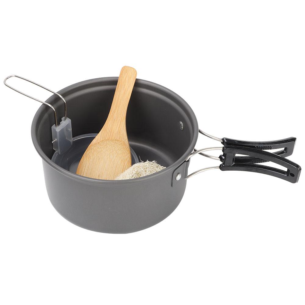 1 2 People Outdoors Portable Folding Pan Aluminum Alloy Cookware Picnic Hiking Camping Pot