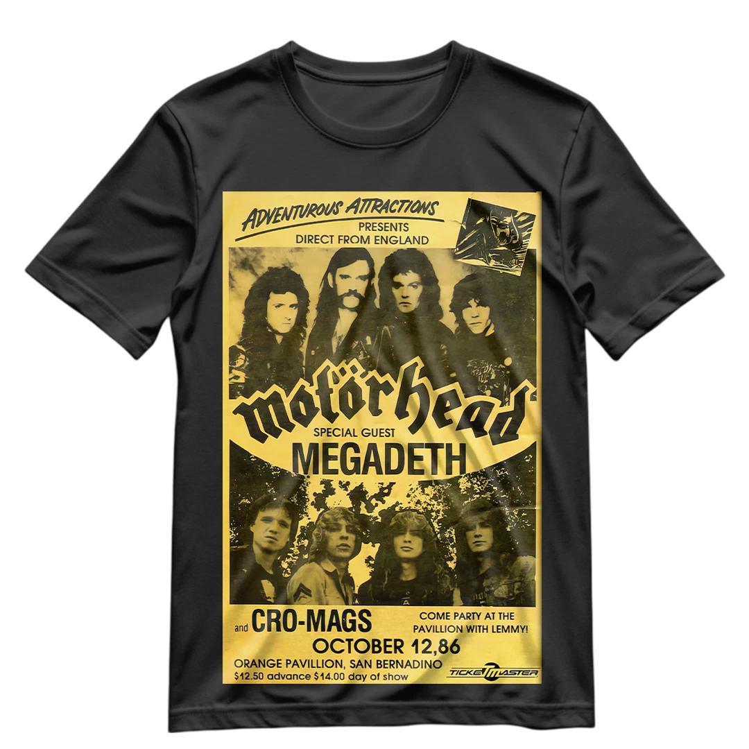 Футболка Motorhead 1986 Motorhead Специальный гость Megadeath Тур Футболка S-XXXL S