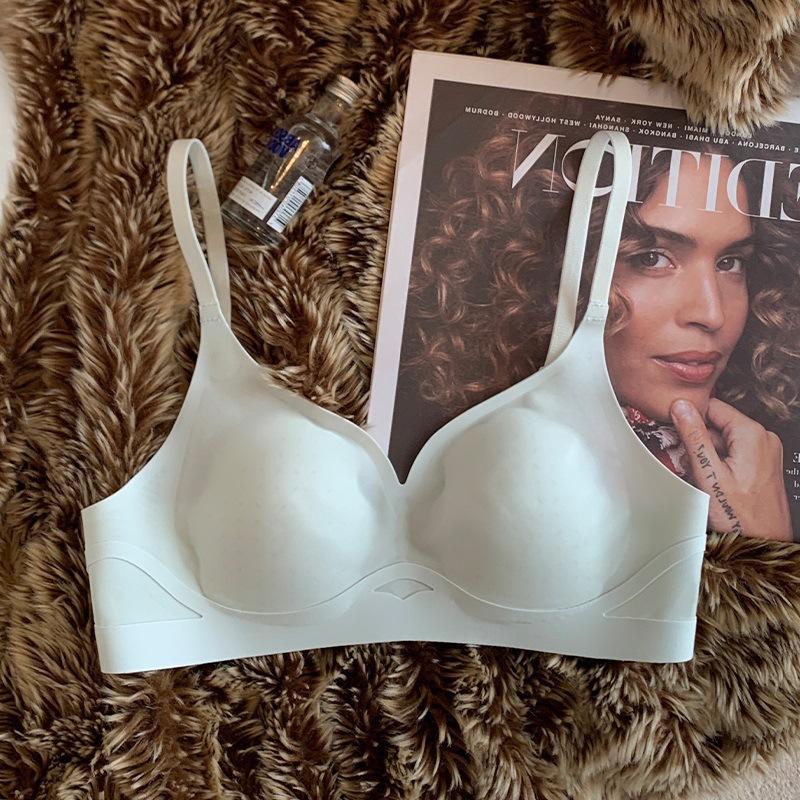 Tie-dye Wind Seamless Thin Underwear Women's Big Breasts Show Small and Thin New Breathable Anti-sagging Breast Bra