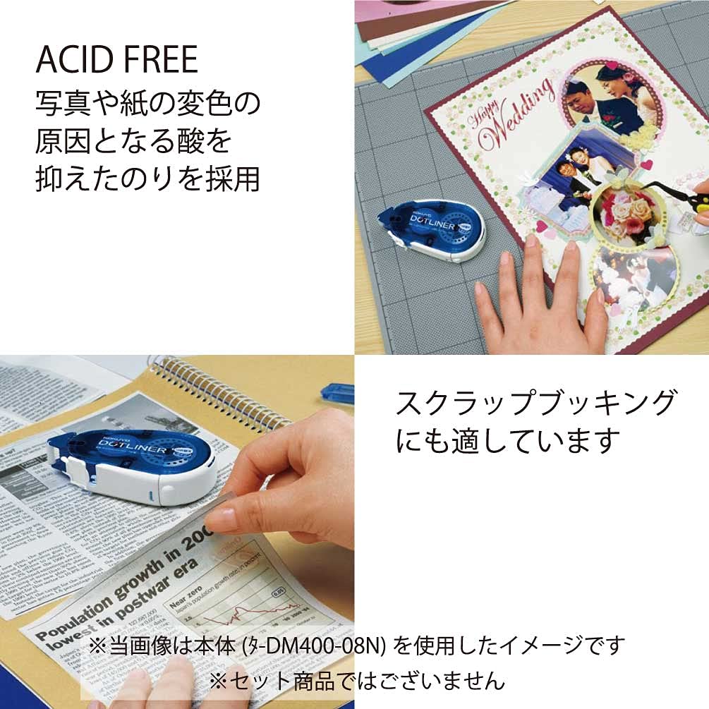 KOKUYO Dotliner Tape Strong 1 Main Unit 2 Glue, Adhesive, + Refills, TA-DM400-08-2R-L1