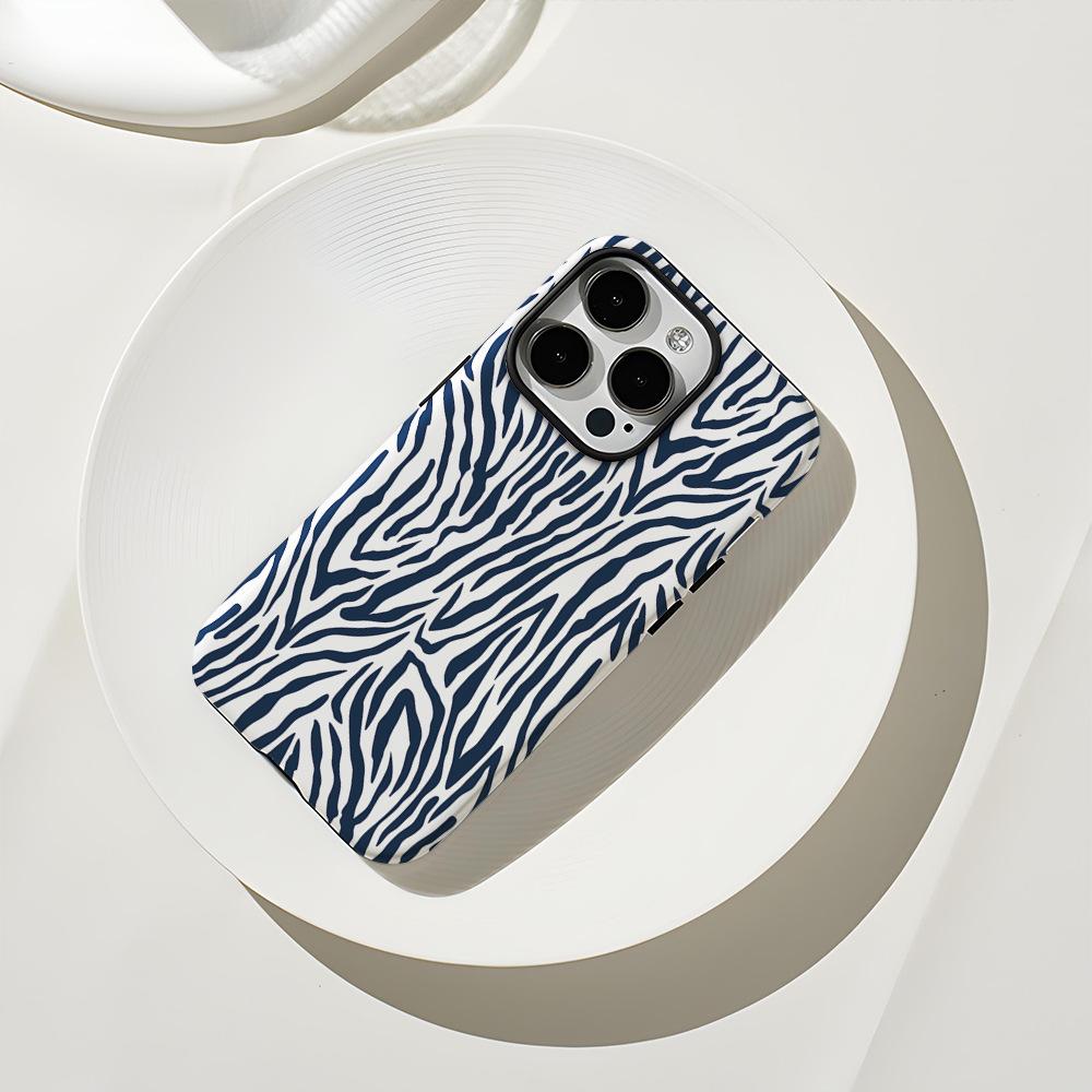 Amazon Hot-selling Zebra Pattern iPhone16 Mobile Phone Case Magnetic Suction Film Two-in-one Apple 17 Matte Anti-collision Case